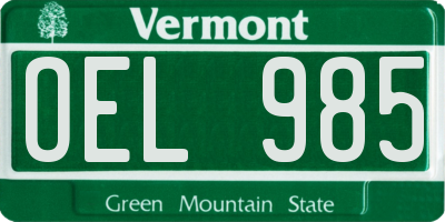 VT license plate OEL985
