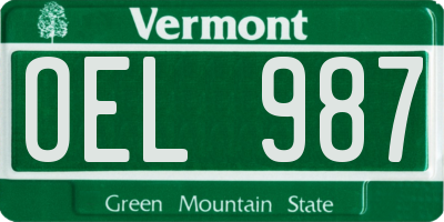 VT license plate OEL987