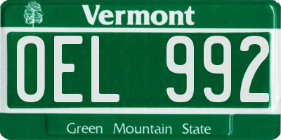 VT license plate OEL992
