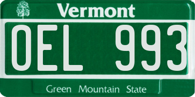 VT license plate OEL993
