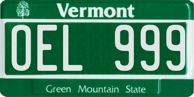VT license plate OEL999