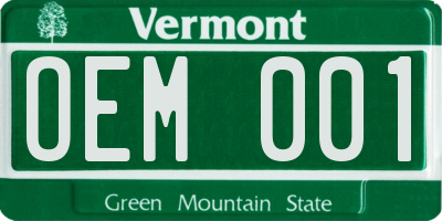 VT license plate OEM001