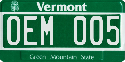 VT license plate OEM005