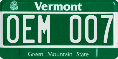 VT license plate OEM007