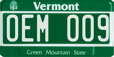 VT license plate OEM009