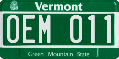 VT license plate OEM011