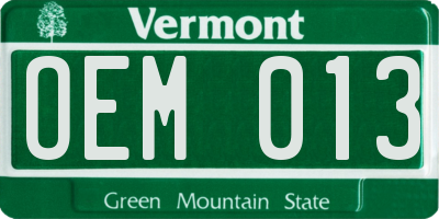 VT license plate OEM013