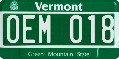 VT license plate OEM018