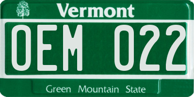 VT license plate OEM022