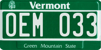 VT license plate OEM033