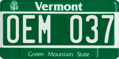 VT license plate OEM037