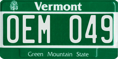 VT license plate OEM049