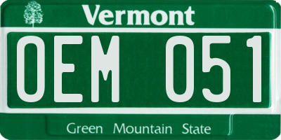 VT license plate OEM051