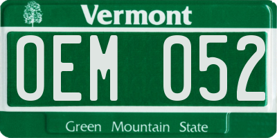 VT license plate OEM052