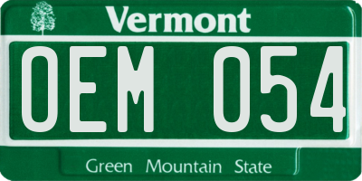 VT license plate OEM054