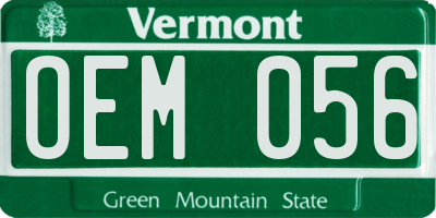 VT license plate OEM056