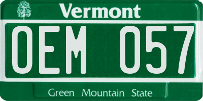 VT license plate OEM057