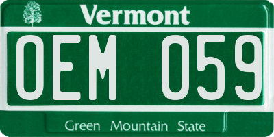 VT license plate OEM059