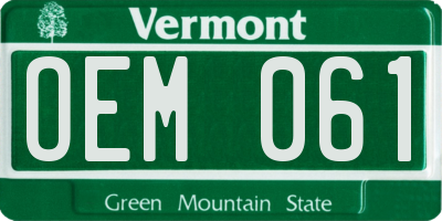 VT license plate OEM061