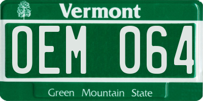 VT license plate OEM064