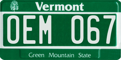 VT license plate OEM067