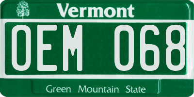 VT license plate OEM068