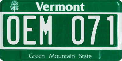 VT license plate OEM071