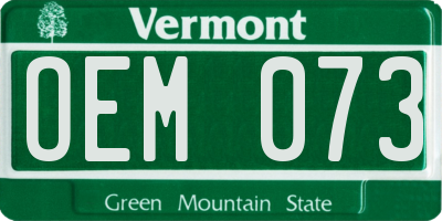 VT license plate OEM073
