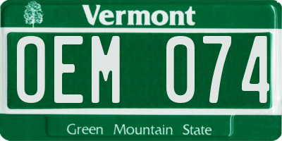 VT license plate OEM074