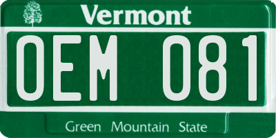 VT license plate OEM081