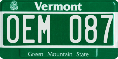 VT license plate OEM087