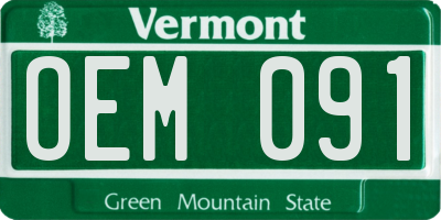 VT license plate OEM091