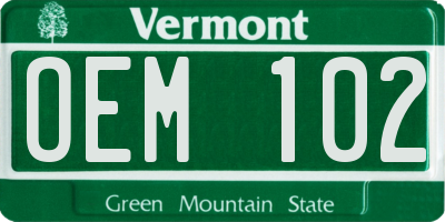 VT license plate OEM102