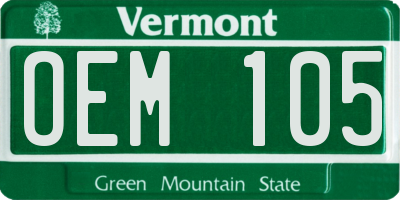 VT license plate OEM105