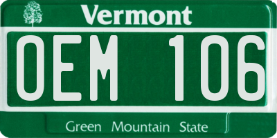 VT license plate OEM106