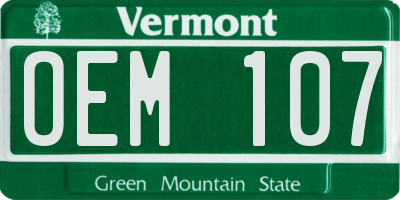 VT license plate OEM107