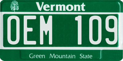 VT license plate OEM109