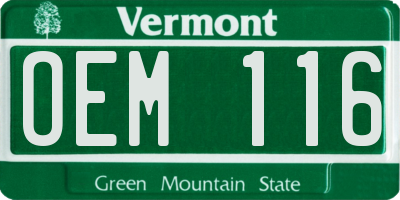 VT license plate OEM116