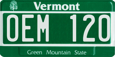 VT license plate OEM120