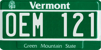VT license plate OEM121