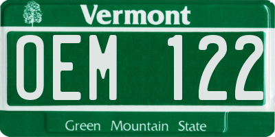 VT license plate OEM122