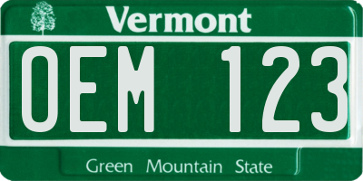 VT license plate OEM123