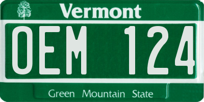 VT license plate OEM124