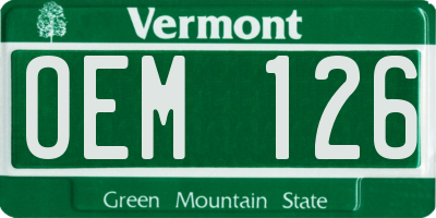 VT license plate OEM126