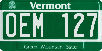 VT license plate OEM127