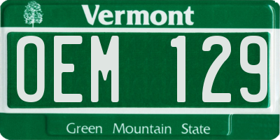 VT license plate OEM129