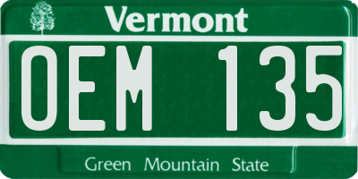 VT license plate OEM135