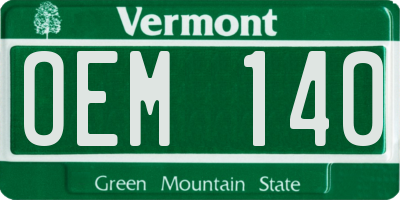 VT license plate OEM140