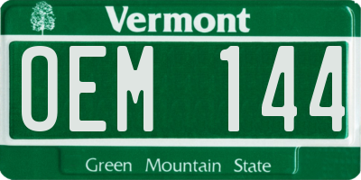 VT license plate OEM144