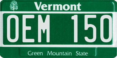 VT license plate OEM150